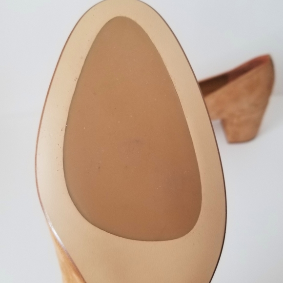 Margaux Heels Shoes 11N The Heel Handmade Caramel Suede Almond Toe Block Pump - Picture 12 of 16